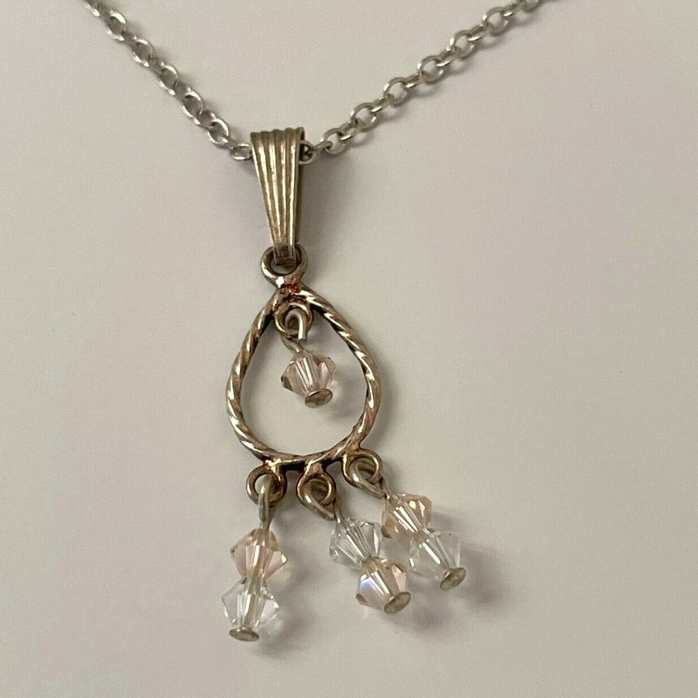 Barbara Ann Women Drop Pendant Necklace Sterling Silver Lobster Closure Signed